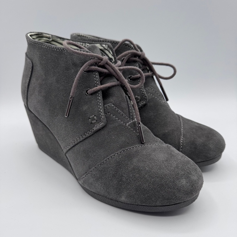TOMS Womens Desert Wedge Shoes Size 8 Castlerock Gray Suede Ankle‎ Booties
